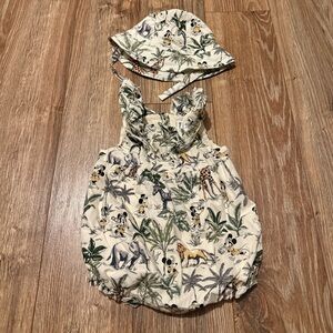 DISNEY X JANIE AND JACK Mickey Safari Romper with Hat